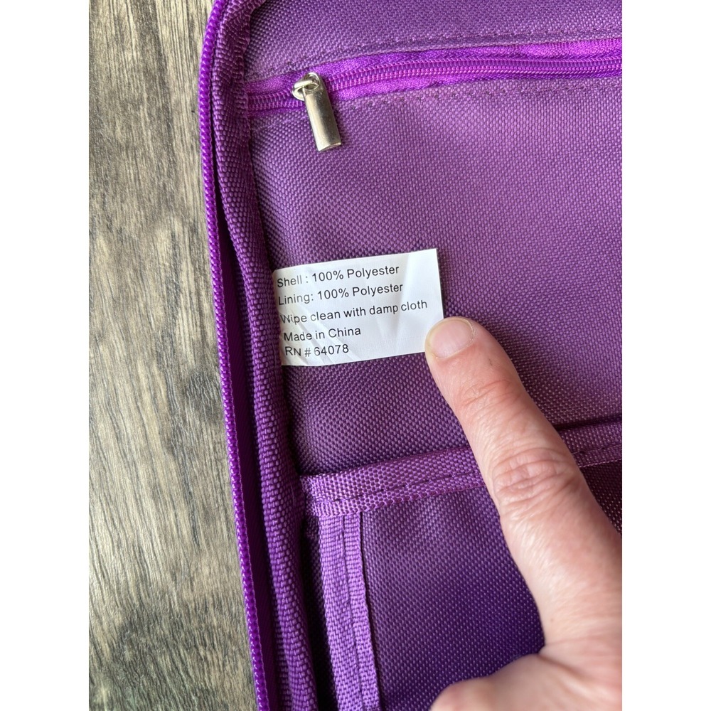 iPad Tablet Sleeve Organizer Zip Pockets Purple Zig Zag - Picture 4 of 7